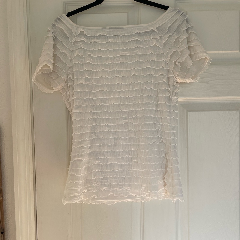 Linea Domani White Ruffled Blouse - Picture 2 of 7